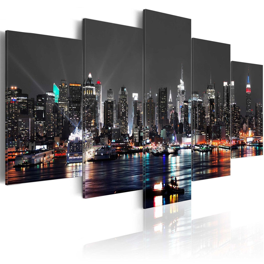 5PCS Huge New York Night Canvas Print Painting Paintings Pictures Art Wall Home Decorations