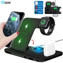 Load image into Gallery viewer, 15W Qi Fast Wireless Charger Stand For iPhone 11 12 X 8 Apple Watch 4 in 1 Foldable Charging Dock Station for Airpods Pro iWatch

