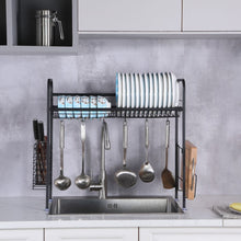 Load image into Gallery viewer, Stainless Steel Single Layer, Inner Length 90cm Kitchen Bowl Rack Shelf Black
