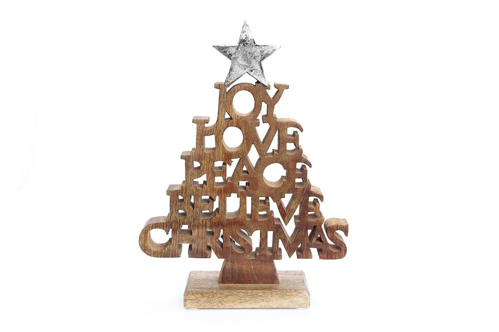 Wooden Christmas Tree Words Ornament 26cm