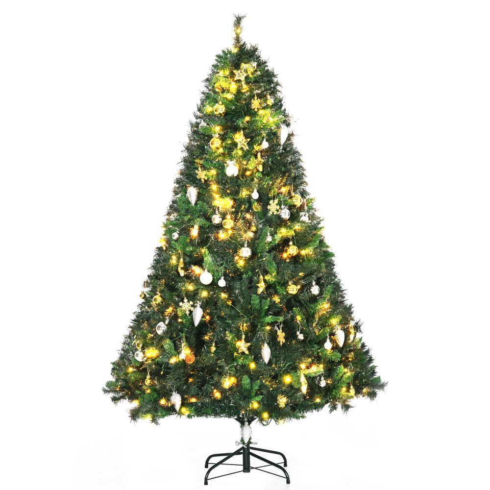 1.8m 6ft Pre-Lit Artificial Christmas Tree 200 LED  Tree Decorative Balls Stand