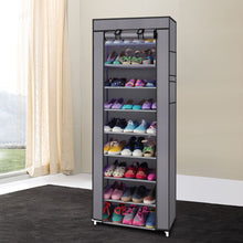 Load image into Gallery viewer, Fashionable Room-saving 9 Lattices Non-woven Fabric Shoe Rack Gray
