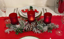 Load image into Gallery viewer, Christmas Tartan Triple Tea Light Holder Table Centre 38.5cm
