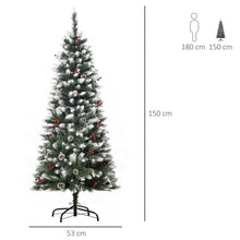 Load image into Gallery viewer, 5FT Artificial Christmas Tree Pencil Tree Berries Pinecones Foldable Feet Green
