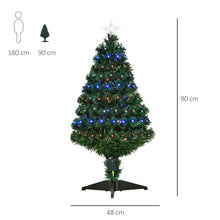 Load image into Gallery viewer, 3ft Prelit Artificial Christmas Tree with Multi-Coloured Fiber Optic LED Green
