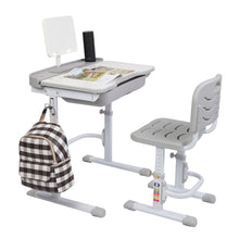 Load image into Gallery viewer, 70CM Lifting Table Can Tilt Children Learning Table And Chair Gray (With Reading Stand Without Table Lamp)
