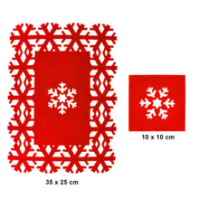 Load image into Gallery viewer, 8pc Place Mat and Coaster Set Christmas Snow Flake RED
