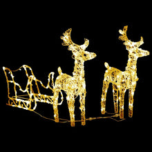 Load image into Gallery viewer, Reindeers &amp; Sleigh Christmas Decoration 160 LEDs 130 cm Acrylic
