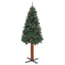 Load image into Gallery viewer, Slim Christmas Tree with Real Wood and Cones Green 150 cm to 210 cm PVC
