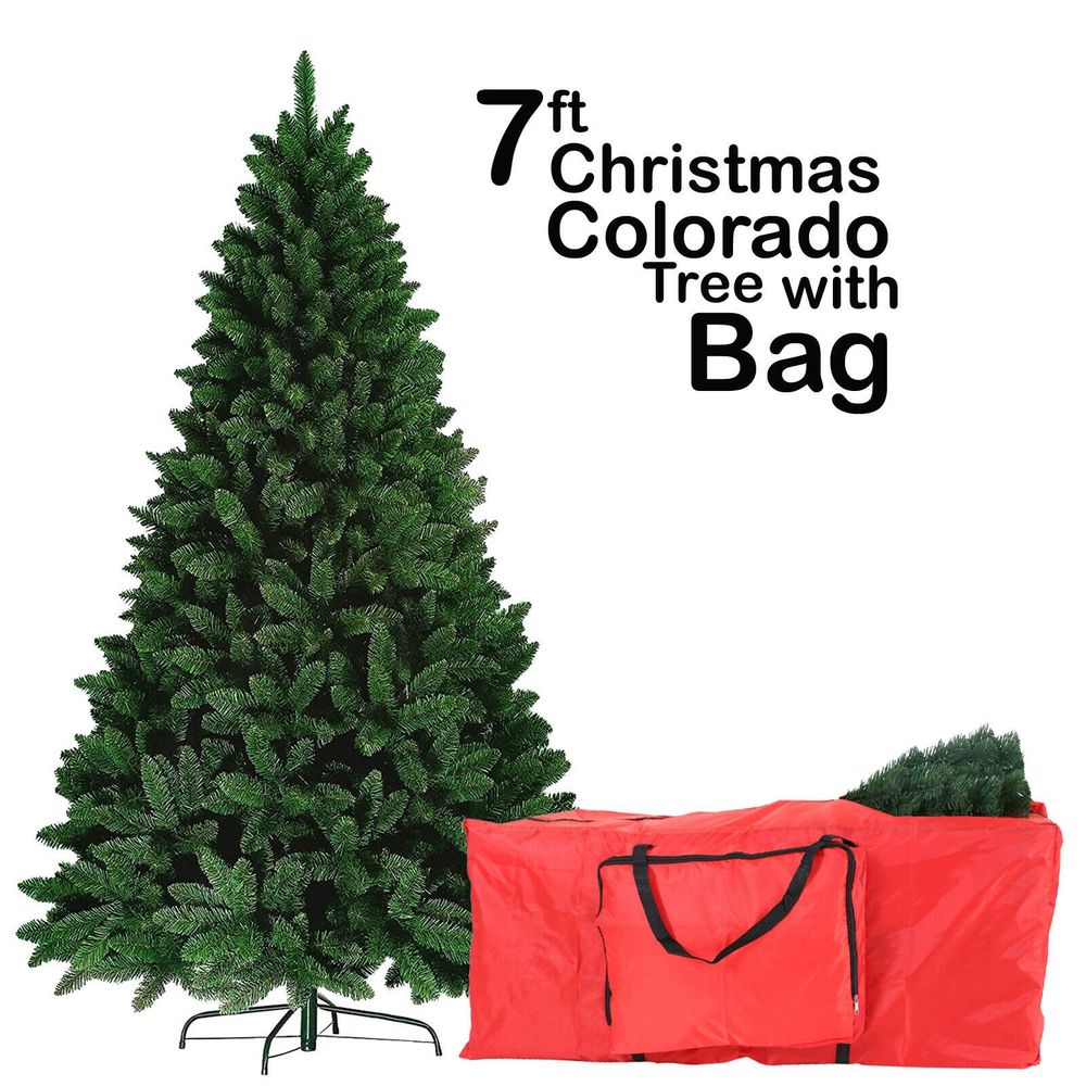 7FT GREEN ARTIFICIAL Christmas Colorado Tree 210CM with Red Pocket Bag