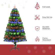 Load image into Gallery viewer, 5ft Prelit Artificial Christmas Tree with Multi-Coloured Fiber LED Light Green

