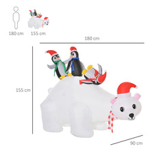 Load image into Gallery viewer, 5ft Outdoor Christmas Inflatable with LED Ligh Polar Bear Three Penguins Garden

