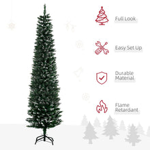Load image into Gallery viewer, 6.5FT Artificial Snow Dipped Christmas Tree Pencil Foldable Black Stand Green
