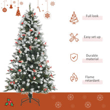 Load image into Gallery viewer, 6FT Artificial SnowDipped Christmas Tree Foldable Berries White Pinecones Green
