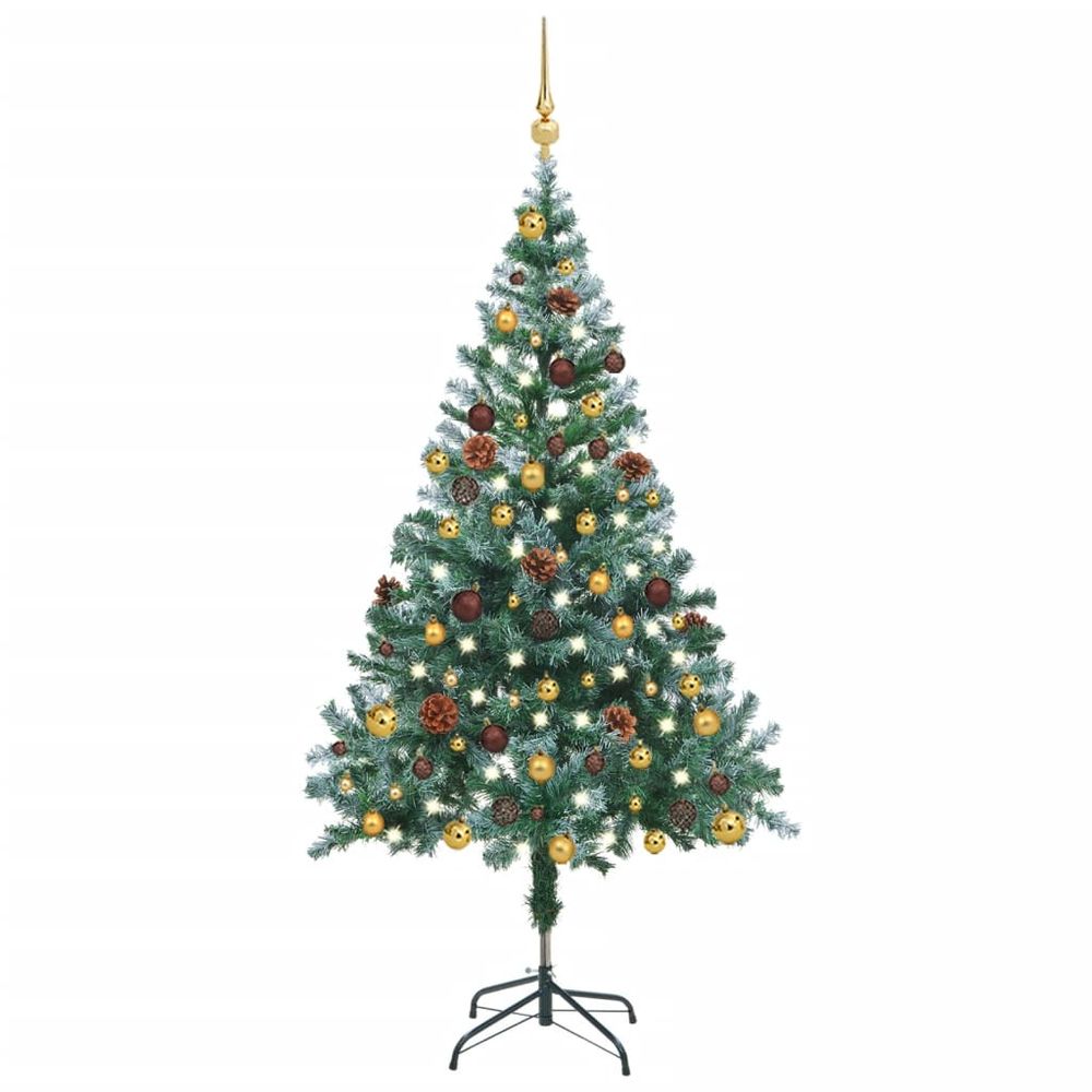 Frosted Christmas Tree with LEDs & Ball Set & Pinecones 150 cm to 210 cm