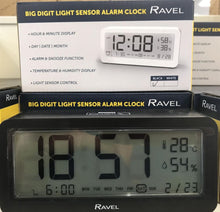 Load image into Gallery viewer, Ravel Big Digit Light Sensor Alarm Clock Black RCD005.3
