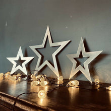 Load image into Gallery viewer, 3 X Steel Stars  Christmas Decorations Vintage Style Decor Metal
