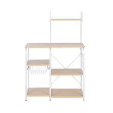 Load image into Gallery viewer, Light Beige Kitchen Baker&#39;s Rack Utility Storage Shelf 35.5&quot; Microwave Stand 4-Tier 3-Tier Shelf for Spice Rack Organizer Workstation with 10 Hooks
