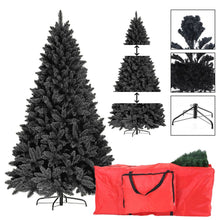 Load image into Gallery viewer, 7FT BLACK Colorado ARTIFICIAL Christmas Tree - Metal Stand with Red Pocket Bag
