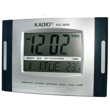 Load image into Gallery viewer, Kadio Digital Wall Mounted Clock with Temperature Day/Date Display  Black Grey
