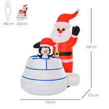 Load image into Gallery viewer, 5ft Christmas Inflatable Santa Claus and Penguin with Ice House LED Blow Up
