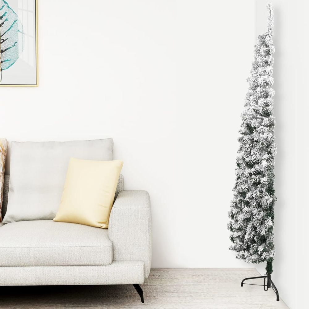Slim Artificial Half Christmas Tree with Flocked Snow 120 cm to 240cm