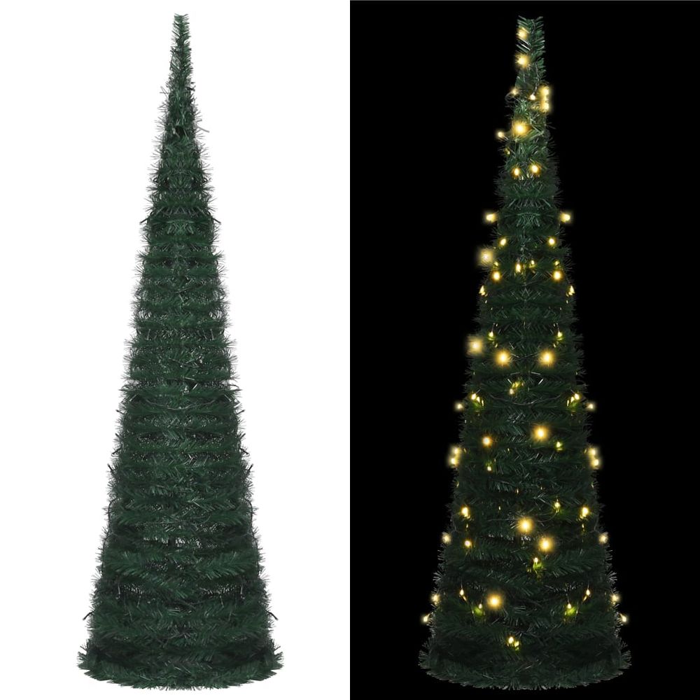 Pop-up String Artificial Christmas Tree with LED Green 150 cm to 210 cm