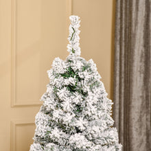 Load image into Gallery viewer, 5 Feet Prelit Artificial Snow Flocked Christmas Tree Warm LED Light Green White

