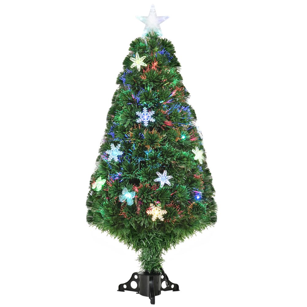 4FT Prelit Artificial Christmas Tree Fiber Optic LED Xmas Foldable Feet Green