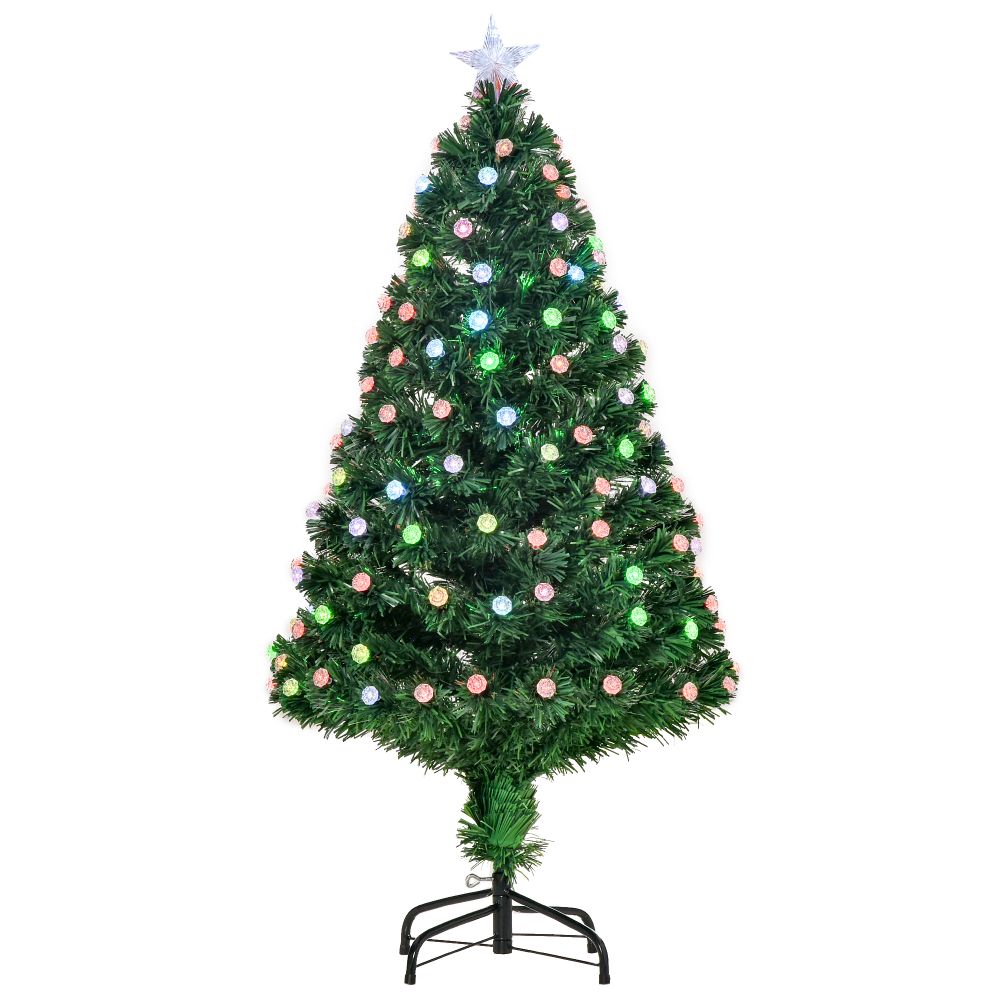 4FT PreLit Artificial Christmas Tree Fibre Optic Deco LED Light Xmas Deco Green