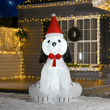 Load image into Gallery viewer, 6ft Inflatable Christmas Puppy Dog Wearing Santa Hat Lighted Outdoor Indoor

