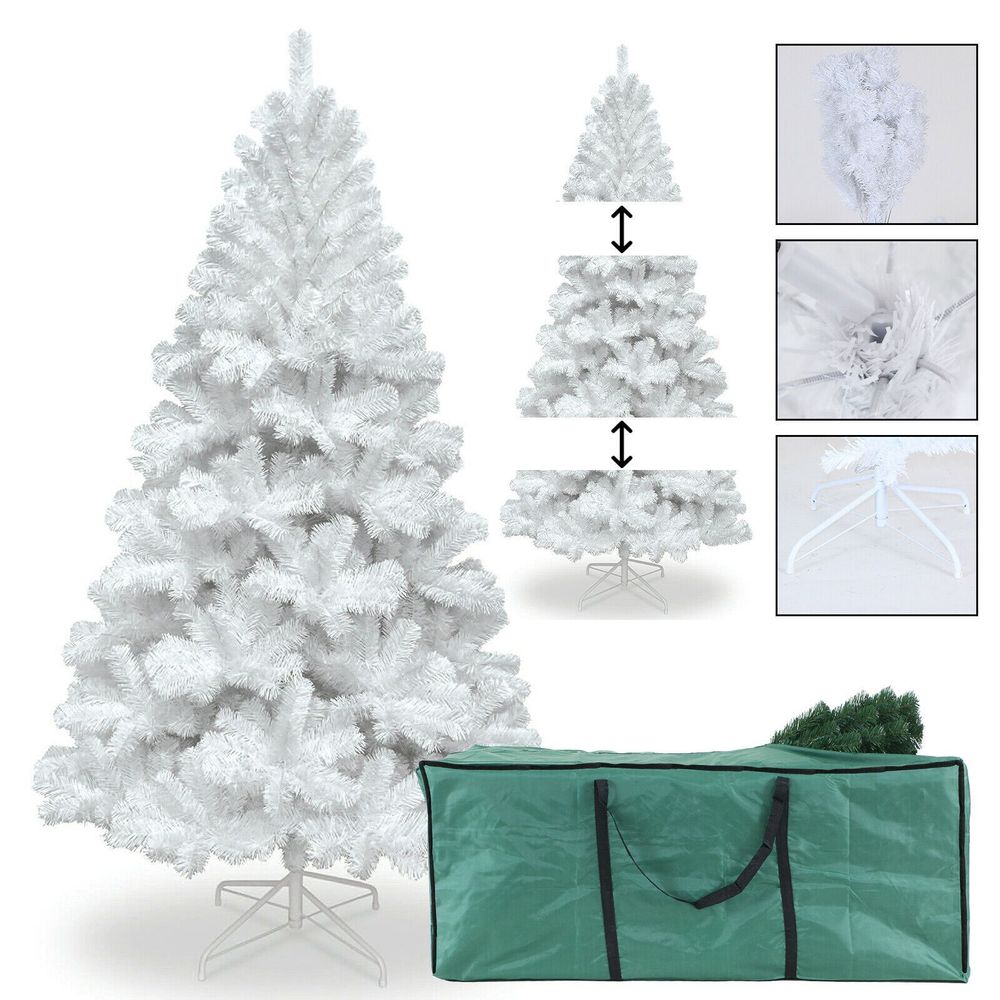 7FT WHITE Colorado ARTIFICIAL Christmas Tree - Metal Stand with Green Bag