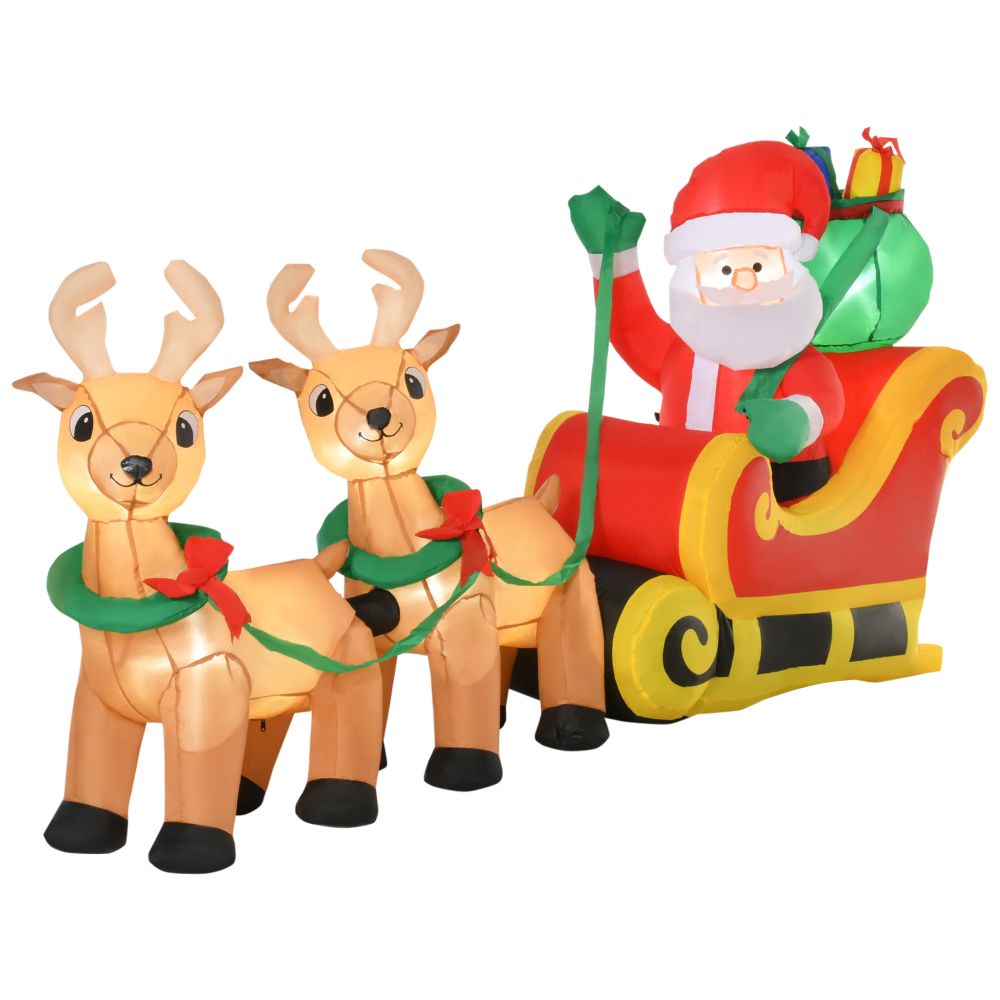3.5ft Christmas Inflatable Santa Claus on Sleigh LED Indoor Outdoor
