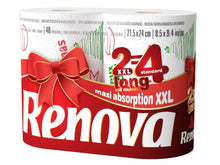 Load image into Gallery viewer, Multi Pack Renova White Print 2 Ply Christmas Xmas Kitchen Home Tissue Rolls Paper Towels

