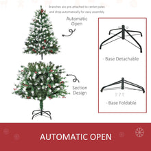 Load image into Gallery viewer, 5ft Snow-Dipped Artificial Christmas Tree Red Berries Metal Base Traditional
