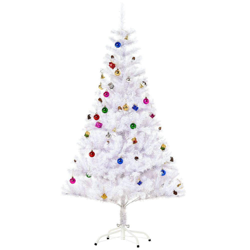 5ft Snow Artificial Christmas Tree Metal Stand Elegant Faux White