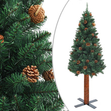 Load image into Gallery viewer, Slim Christmas Tree with Real Wood and Cones Green 150 cm to 210 cm PVC
