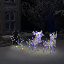 Load image into Gallery viewer, Reindeers &amp; Sleigh Christmas Decoration 160 LEDs 130 cm Acrylic

