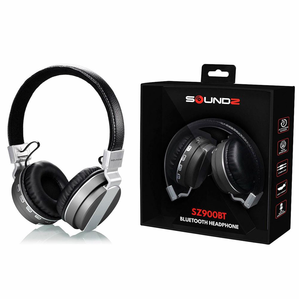 SoundZ SZ900BT With Bass And Crisp Tones Bluetooth Headphone, Black & Space Grey