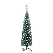 Load image into Gallery viewer, Slim Artificial Christmas Tree with LEDs&amp;Ball Set Green 150cm
