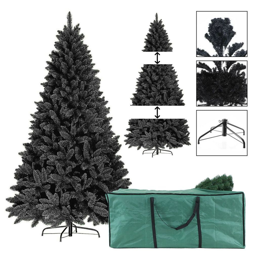 7FT BLACK Colorado ARTIFICIAL Christmas Tree - Metal Stand with Green Bag