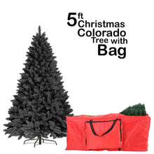 Load image into Gallery viewer, 5FT BLACK Colorado ARTIFICIAL Christmas Tree - Metal Stand with Red Pocket Bag
