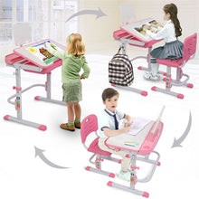 Load image into Gallery viewer, 70CM Lifting Table Can Tilt Children Learning Table And Chair Pink (With Reading Stand Without Table Lamp)
