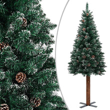 Load image into Gallery viewer, Slim Christmas Tree with Real Wood and Cones Green 150 cm to 210 cm PVC
