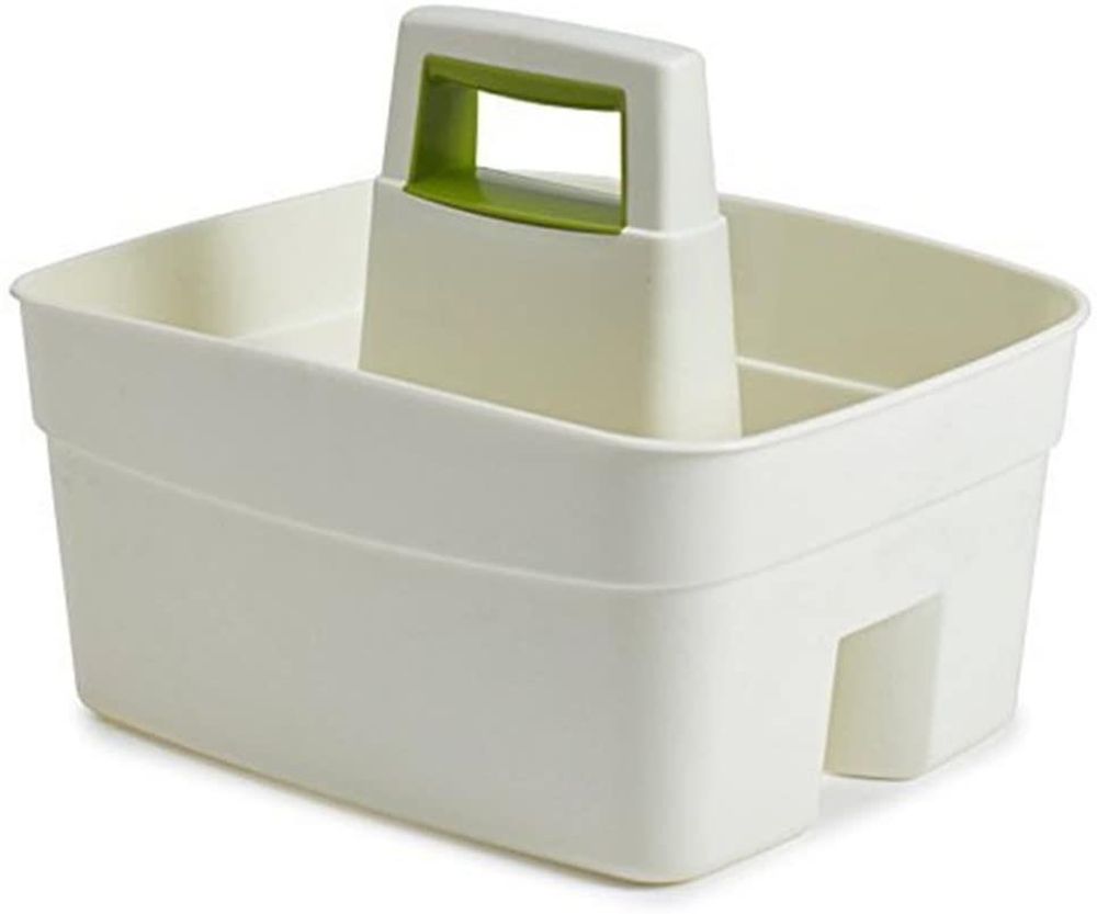 Whitefurze Kitchen Caddy  Cream with Leaf Green Insert, Plastic