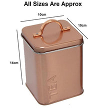 Load image into Gallery viewer, Rose Gold 4 Pc Kitchen Storage Set Bread Bin Tea Coffee Sugar Canisters Jars Lid
