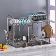Load image into Gallery viewer, Stainless Steel Single Layer, Inner Length 90cm Kitchen Bowl Rack Shelf Silver
