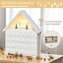 Load image into Gallery viewer, 24-Drawer Christmas Advent Calendar Wooden Light-Up Countdown White
