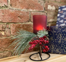 Load image into Gallery viewer, Christmas Tartan Tea Light Holder On Metal Stand 20.5cm
