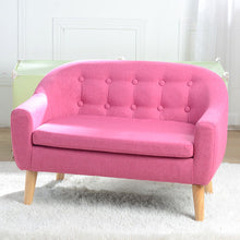 Load image into Gallery viewer, Children&#39;s Single Sofa with Sofa Cushion Removable and Washable Linen Rose Red
